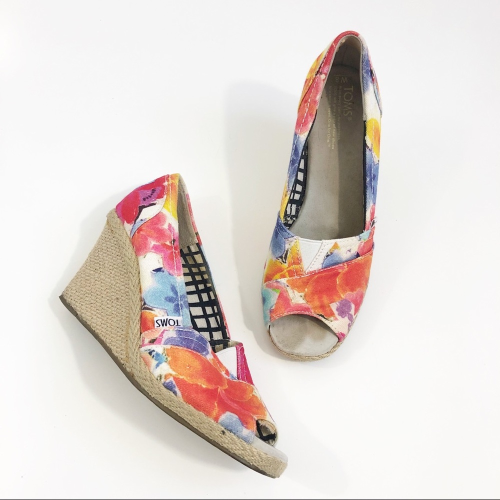 Toms | Calypso Corbel Peep Toe Floral Wedge